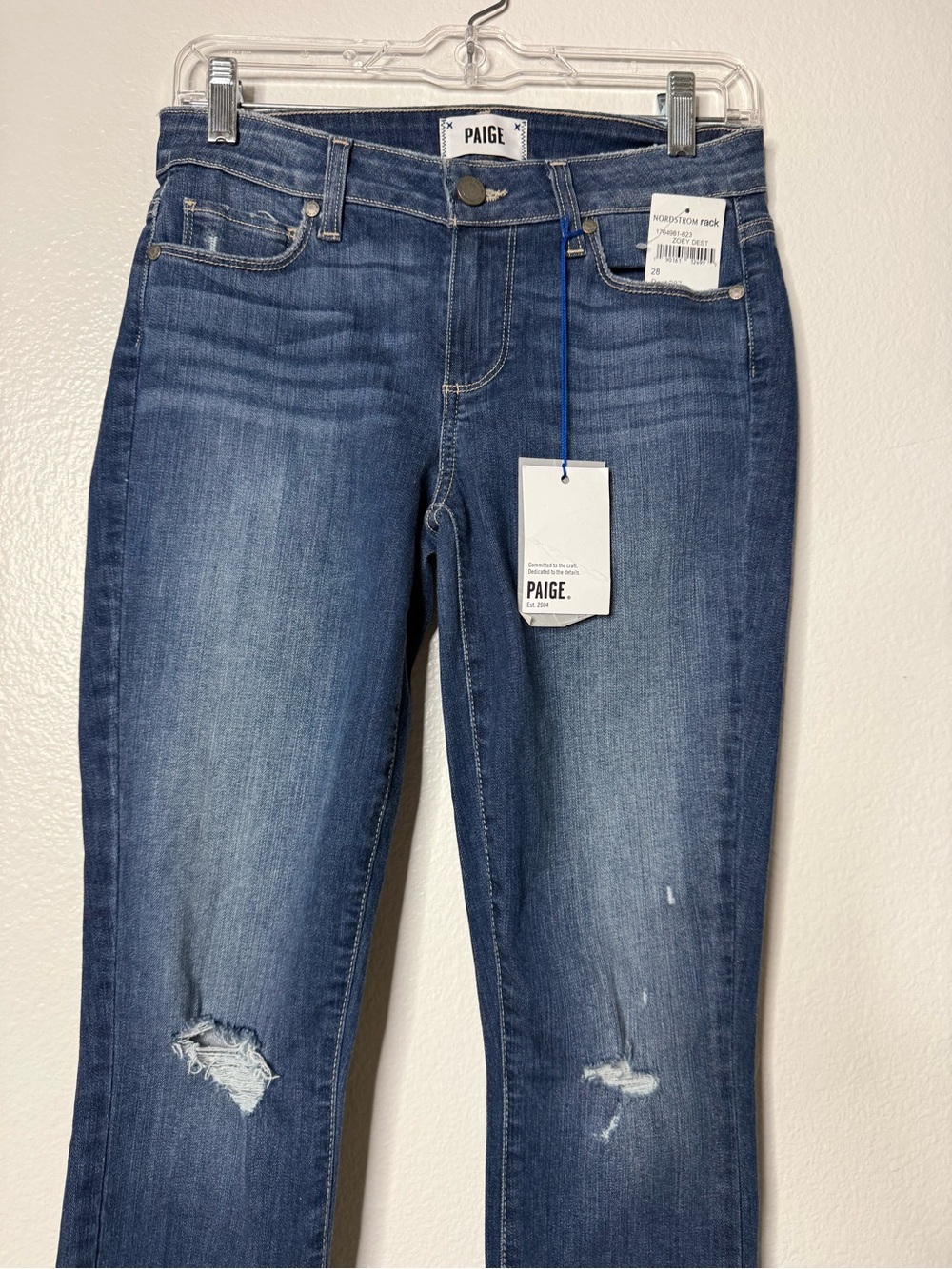 NWT PAIGE Verdugo Ankle Zoey Destructed Skinny Jeans Size 28 - Picture 9 of 10